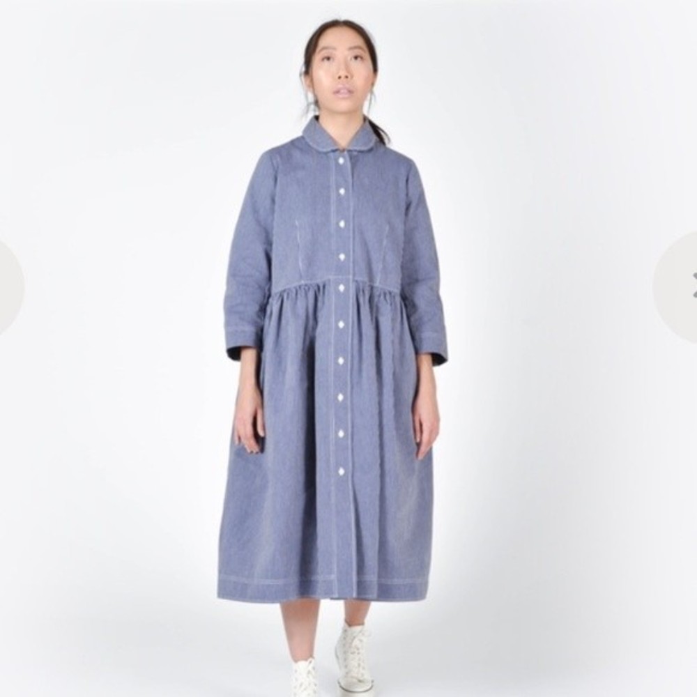 Peter Jensen Smock Dress Blue And White Stripes